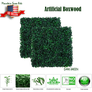 MountainSnow Dark Green Artificial Hedge, Faux Greenery Wall